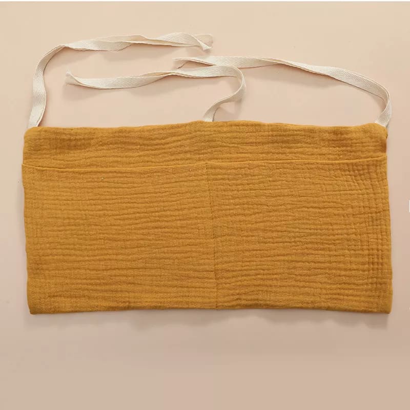 Bolsillo de cuna para bebé | Mi trenza de Cuna Amarillo mostaza / 39 x 20 cm