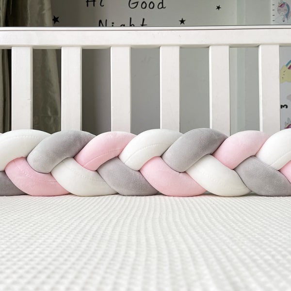 Chichonera trenzada gris rosa blanco | Mi Trenza de Cuna