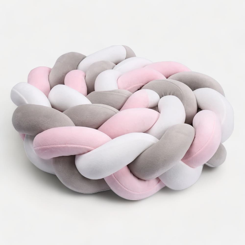 Chichonera trenzada gris rosa blanco | Mi Trenza de Cuna 3 Cabos / Longitud 100 cm