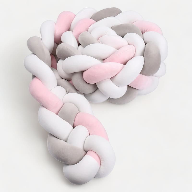 Chichonera trenzada gris rosa blanco | Mi Trenza de Cuna 4 Cabos / Longitud 100 cm