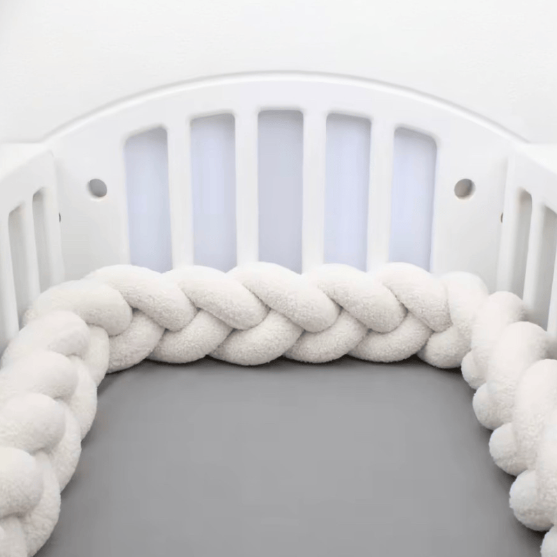 Chichoneras para cunas acolchada | Mi Trenza de Cuna 3 Cabos / Longitud 100 cm / Blanco