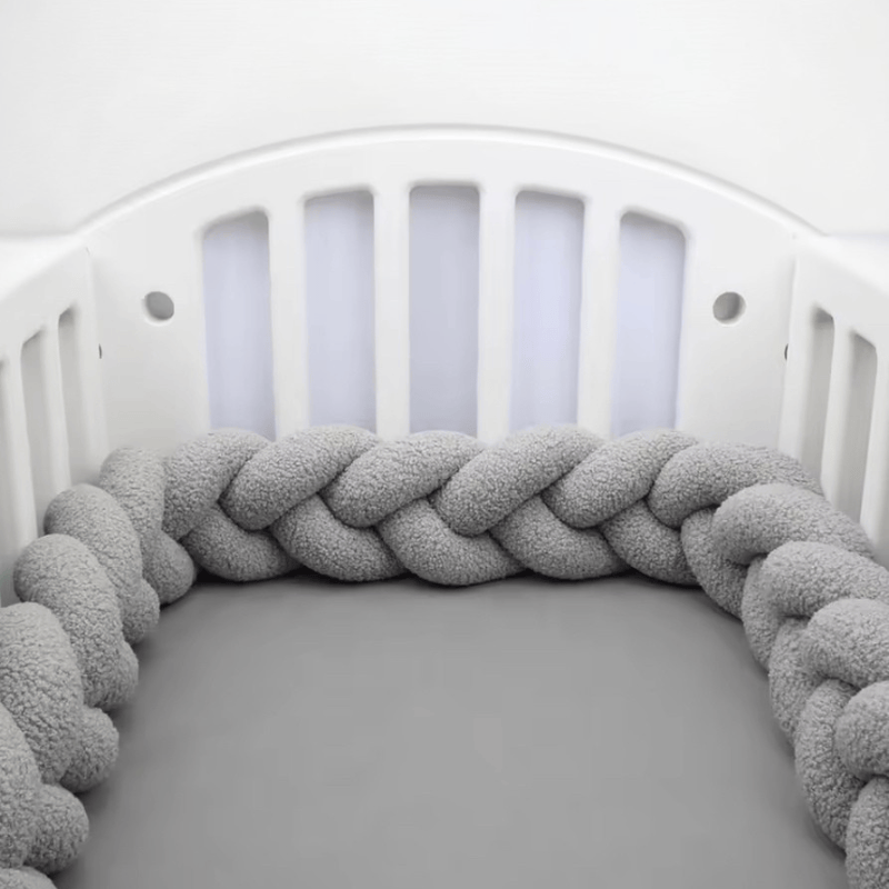 Chichoneras para cunas acolchada | Mi Trenza de Cuna 3 Cabos / Longitud 100 cm / Gris