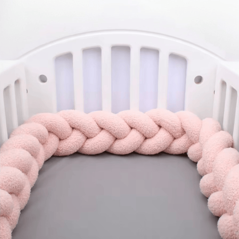 Chichoneras para cunas acolchada | Mi Trenza de Cuna 3 Cabos / Longitud 100 cm / Rosa