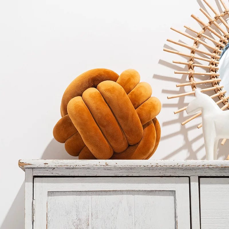 Cojín con lazo | Mi trenza de Cuna Naranja / 22 cm