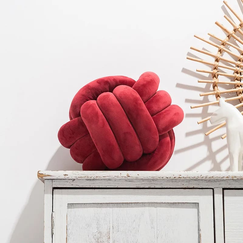 Cojín con lazo | Mi trenza de Cuna Rojo / 22 cm