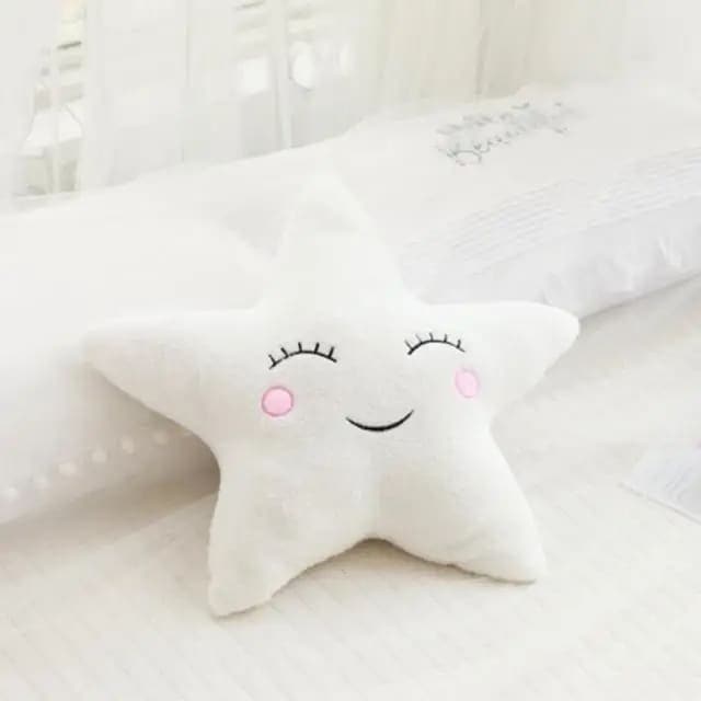 Cojín de nube, luna y estrella para bebé | Mi trenza de Cuna Estrella / Blanco
