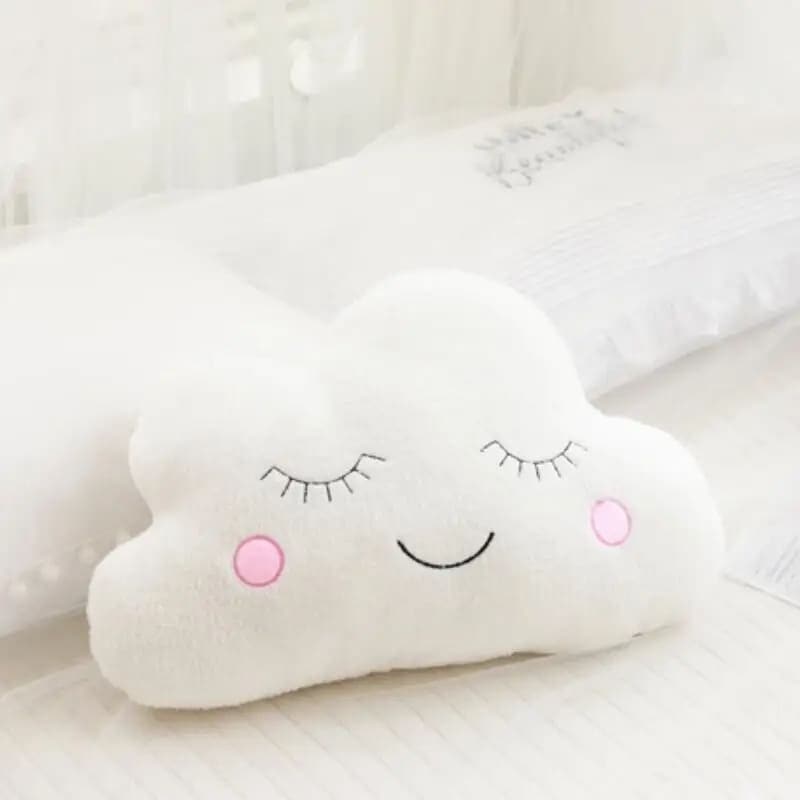 Cojín de nube, luna y estrella para bebé | Mi trenza de Cuna Nube / Blanco