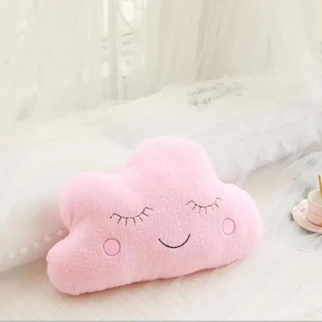 Cojín de nube, luna y estrella para bebé | Mi trenza de Cuna Nube / Rosa